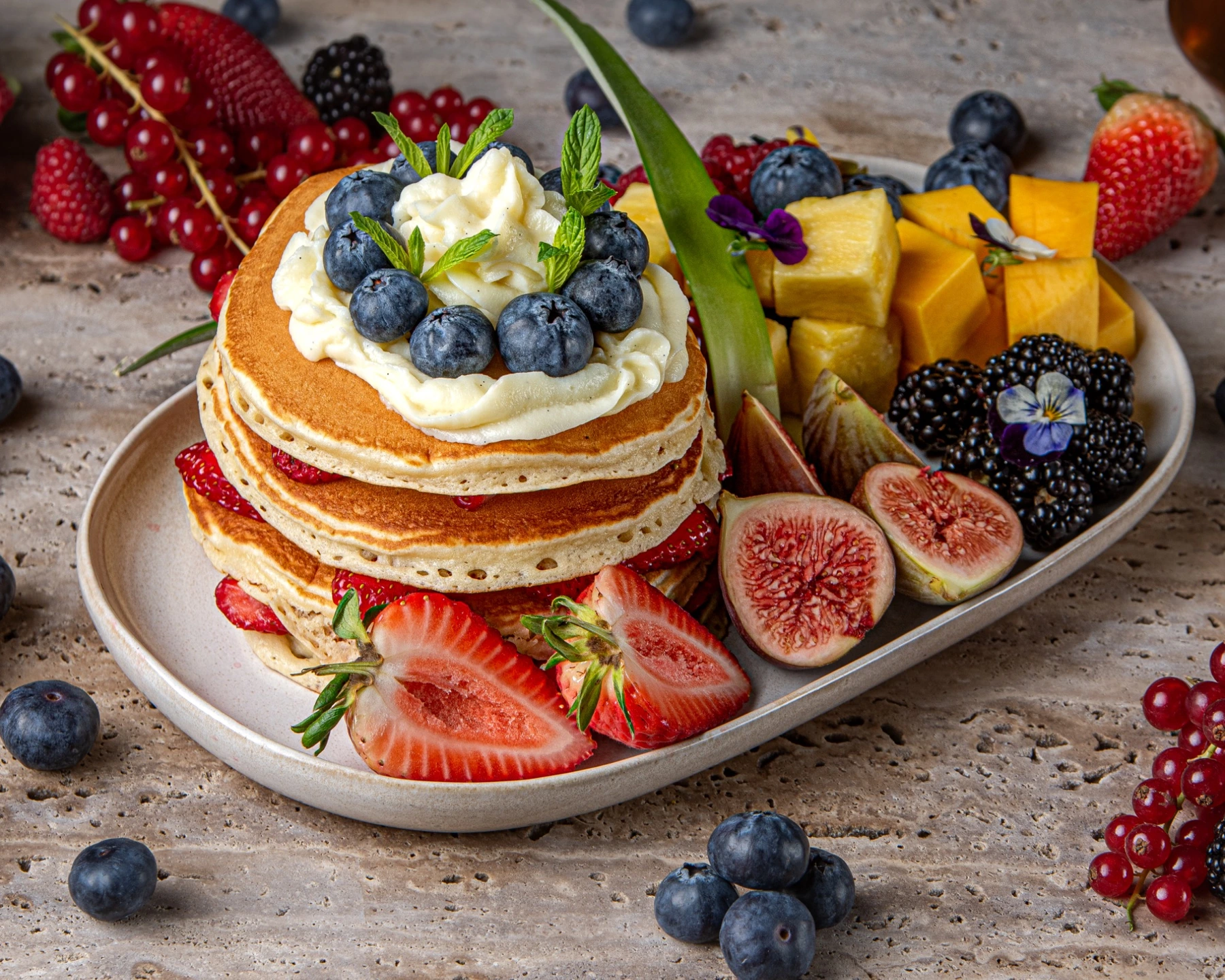 Pancakes with fresh fruit